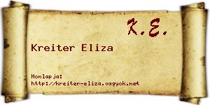Kreiter Eliza névjegykártya